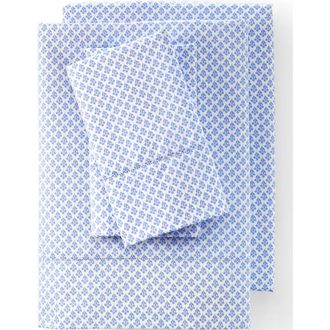 Lands End 700 Thread Count Luxe Sateen Egyptian Cotton No Iron Pillowcases in Clear Blue Sky Floral Foulard at Nordstrom, Size Standard