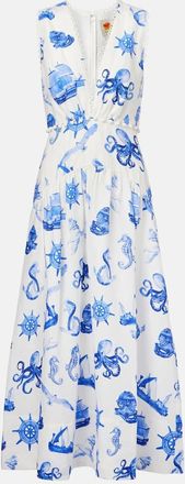 Farm Rio Abito midi in lino con stampa