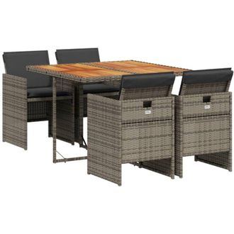 vidaXL Vidaxl - Set da Pranzo da Giardino 5 pz con Cuscini in Polyrattan Grigio