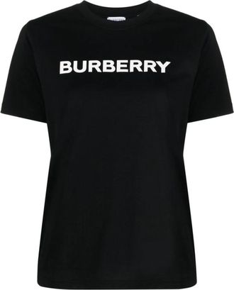 Burberry Zwart T-shirt met Logo Print - Dames - T-shirts - Zwart - 2XS - Katoen - Tops