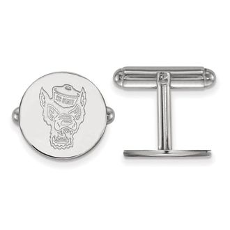 Diamond2Deal Sterling Silver Rhodium-plated North Carolina State University Wolf Cuff Links