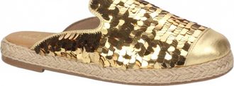 Love Rio Womens Glitz Sequin Espadrille Mules In Gold