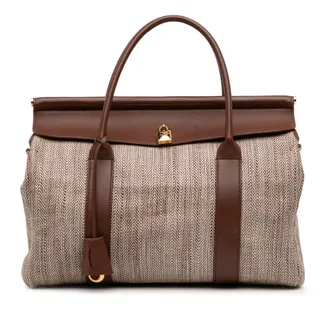 Loro Piana Pre-owned Loro Piana Toile Herringbone and Leather Loom L32 Ladies DAIKWH6XUTI383R7