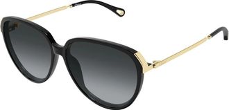 Chlo&eacute; Panthos Zonnebril - Dames - Zonnebrillen - Zwart - 59 MM - Nylon - Accessoires