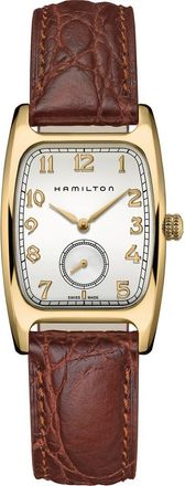 Hamilton American Classic Boulton Leather Strap Watch, 27mm x 31mm in White at Nordstrom