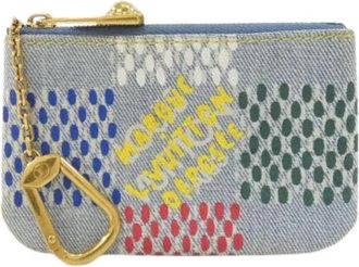 Louis Vuitton Pre-owned LV Birds Damier Denim Coin Case - Dames - Vintage Accessoires - Blauw - ONE Size - Denim - Vintage