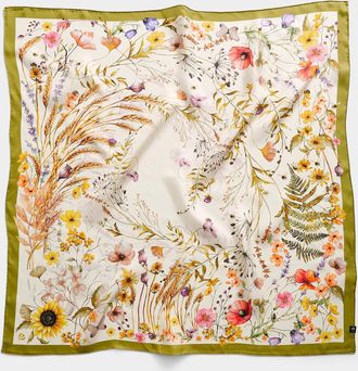 Simons Womens Spring flower pure silk scarf
