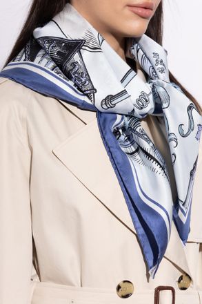 Burberry Silk Scarf, Unisex, Blue