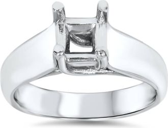 Pompeii3 Solitaire Cathedral Ring 14K White Gold Size Selectable