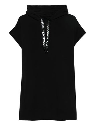 DKNY hooded mini dress - women - Elastane/Cotton - M - Black