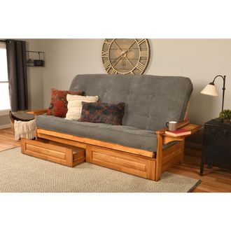 Kodiak Phoenix Frame Queen-Butternut Finish-Marmont Thunder Mattress-Storage Drawers