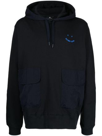 Paul Smith PS Happy logo-embroidered hoodie - men - Cotton - M - Black