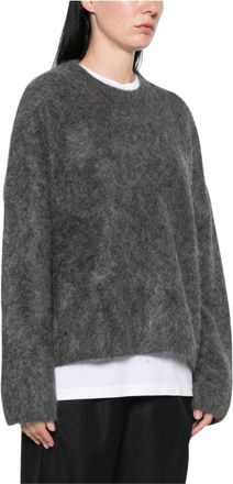 Soft Goat Brushed Crewneck - Dames - Ronde hals truien - Grijs - M - Wol - Truien & Vesten