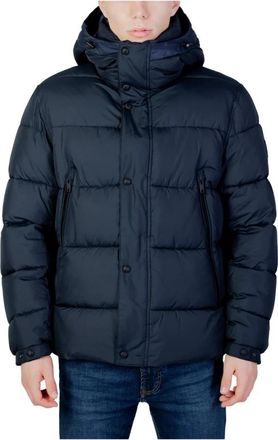 HUGO BOSS Hoodie met rits - Heren - Winterjassen - Blauw - XL - Polyester - Jassen