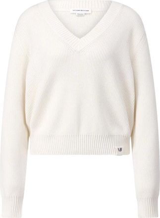 Victoria Beckham Truien & Vesten, Dames, Wit, XS, Katoen, Klassieke V-hals Pullover
