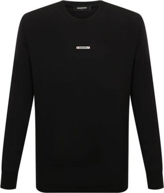Dsquared2 Mens Small Logo Long Sleeve Black T-shirt Cotton - Size Medium