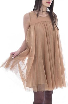 Molly Bracken Trapeze -jurk in glitter tule - Dames - Kleedjes - Beige - XS - Tule - Kleedjes