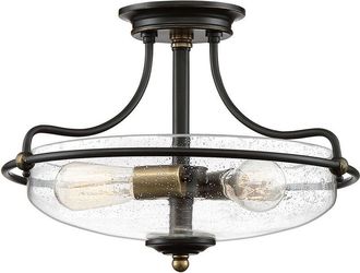 Quoizel Quoizel - Elstead Griffin Bowl Semi Flush Ceiling Light Palladian Bronze with Weathered Brass Accents