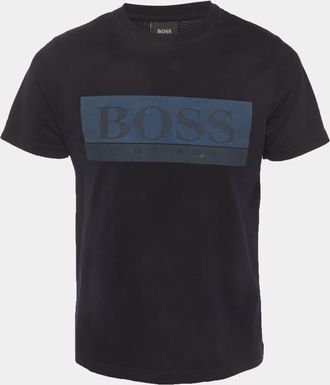 HUGO BOSS Boss By Hugo Boss Blue Graphic Print Cotton Knit Crewneck T-Shirt