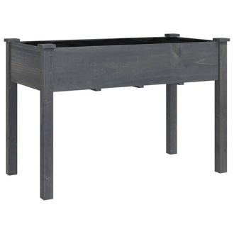 Berkfield Home Beautiful Wheeled Planter with Liner Grey 118x59x80 cm Solid Wood Fir | Size: 118 x 59 x 80 cm
