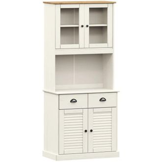 vidaXL Highboard vigo White 78x40x175 cm Solid Wood Pine Vidaxl