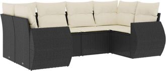 vidaXL Vidaxl - Set De Sof&aacute;s De Jard&iacute;n 6 Piezas Y Cojines Rat&aacute;n Sint&eacute;tico Negro