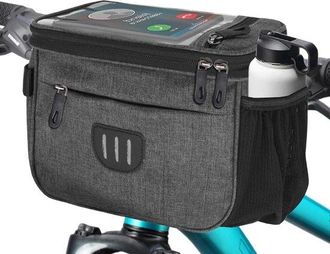 OEM Bolsa Desmontable Para Manillar De Bicicleta, Resistente Al Agua, Bolsa De Hombro, Incluye Correa Para El Hombro, 22 X 17 Cm, Negra