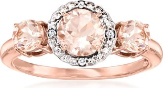 Ross-Simons Morganite Ring With Diamond Accents in 14kt 2-Tone Gold