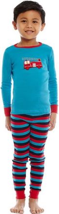 Leveret Kids Cotton Two-Piece Printed Pajamas, Vehicles & Machines in Fire Truck With Stripes at Nordstrom, Size 12