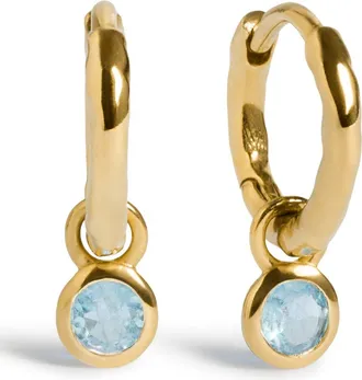 Monica Vinader Birthstone Huggie Hoop Earrings in 18K Gold Vermeil/aqua at Nordstrom