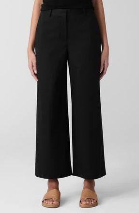 Eileen Fisher High Waist Stretch Organic Cotton Ankle Wide Leg Pants in Black at Nordstrom Rack, Size X-Small