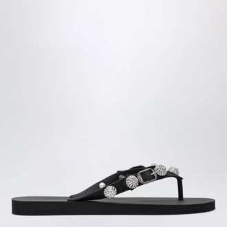 Balenciaga Cagole crystal-studded rubber thong sandals, black