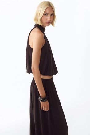 H&M Bubble-hem Top in Dark Brown at Nordstrom, Size Medium