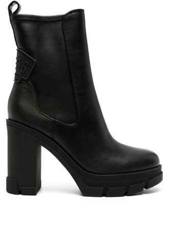 Guess Co Stivali in pelle Xeno con suola rialzata - Nero