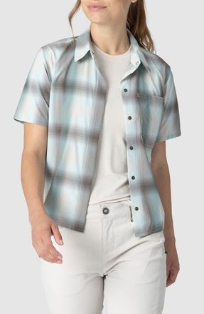 Outdoor Research Astroman Short Sleeve Sun Shirt in Tidal Plaid at Nordstrom, Size Xx-Large
