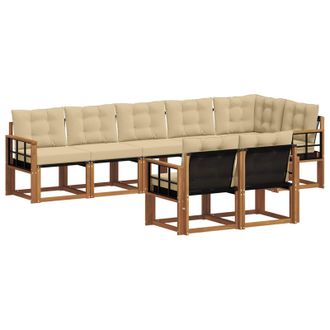 vidaXL Conjunto De Sof&aacute;s De Exterior Con Coj&iacute;n 8 Pcs Natural Y Beige Vidaxl