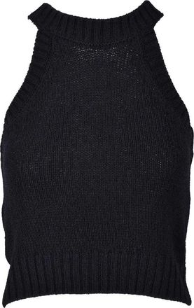 Wild Cashmere Sleeveless Knitted Crop Top - Black