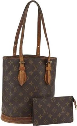 Louis Vuitton Pre-owned Bucket Bags, female, Brown, Size: ONE SIZE Pre-owned Canvas Bucket Bag