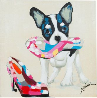 Biscottini International Cuadro &Oacute;leo Sobre La Tela Pintado A La Mano Scarpe E Cane