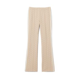 Lacoste Beige Knit Wide-Leg Pants with Geometric Pattern