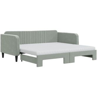 vidaXL Vidaxl - Sof&aacute; Cama Nido Con Colch&oacute;n Terciopelo Gris Claro 90x190 Cm