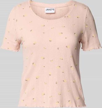 Jake*s Casual Pyjama-Oberteil mit Rundhalsausschnitt und Wellensaum in Hellrosa, Größe XS