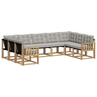 vidaXL Conjunto De Sof&aacute;s De Exterior 9 Pcs Blanco Y Gris Claro Vidaxl