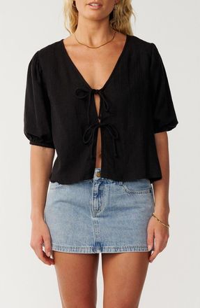 Rip Curl Vibe Surf Tie Front Top in Black at Nordstrom, Size Xx-Small
