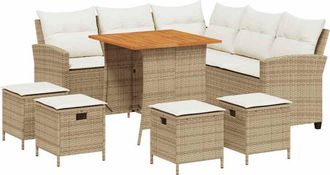 vidaXL Vidaxl - Juego De Sof&aacute;s De Jard&iacute;n En Forma De L Con Cojines 6 Pzas Beige