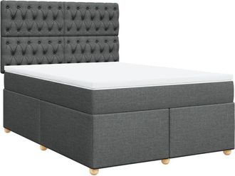 vidaXL Vidaxl - Cama Box Spring Con Colch&oacute;n Tela Gris Oscuro 140x190 Cm