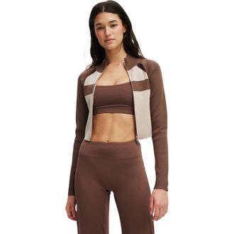 Cotton On Womens Active Spliced Knit Zip Through in Deep Taupe Allspice French at Nordstrom, Size X-Small
