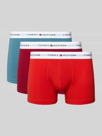 Tommy Hilfiger Slim Fit Trunks aus Baumwoll-Mix im 3er-Pack in Rot, Gr&ouml;&szlig;e XXL