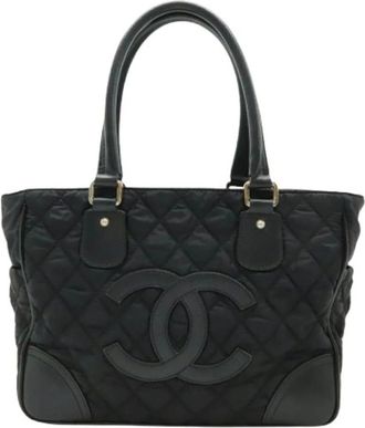Chanel Pre-owned Tote Bags, female, Black, Size: ONE SIZE Pre-owned Matelasse Nylon Canvas Tote Bag