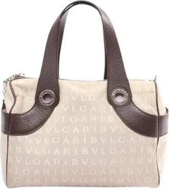 Bulgari Pre-owned Vintage Handbag - Dames - Vintage Handtas - Beige - ONE Size - Leer - Vintage